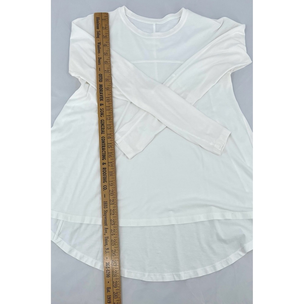 Lululemon Acadia Long Sleeve Shirt Women 4 White Pima Cotton High Low - Picture 11 of 11